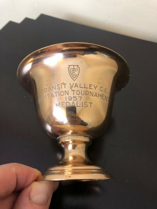 1957 Brass Plate Goblet Gold Cup Trophy Transit Valley Country Club Shape