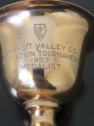 1957 Brass Plate Goblet Gold Cup Trophy Transit Valley Country Club Shape 2