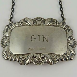 Vintage 1972 Israel Freeman & Son Gin English Sterling Silver Decanter Label
