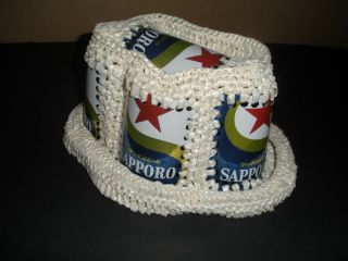 Sapporo Funny/novelty Vintage Crocheted/knitted Japanese Imported Beer Can Hat