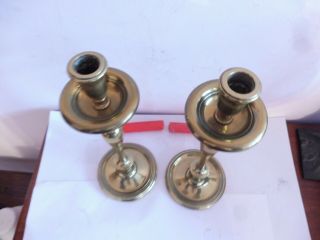 VINTAGE HEAVY CAST BRASS DECO TAPERED DESIGN CANDLESTICK HOLDERS 3