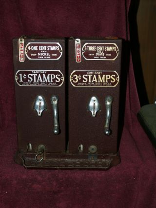 Vintage Antique Schermack Double Counter Top Stamp Machine 1 And 3 Cent Stamps
