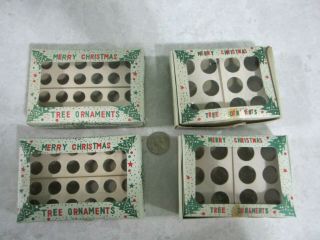 Vintage Feather Tree Christmas Ornaments Empty Boxes Decorations Miniature Bulbs