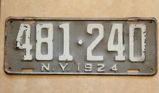 Ny 1924 Vintage License Plate 481 - 240