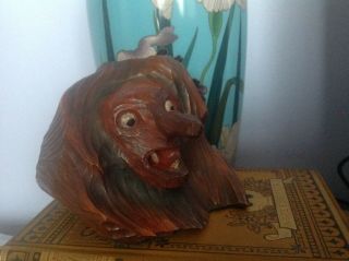 Antique,  Vintage,  Hand Carved Wooden Troll,  Candle Holder,  Danish / Norwegian ?