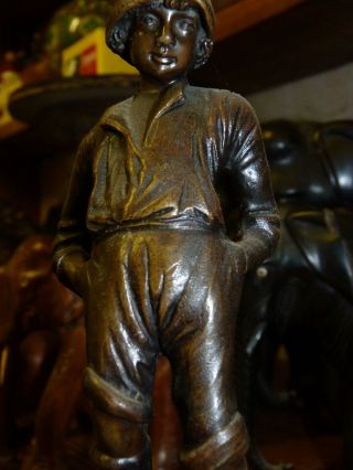 Antique German Bronze Figure Of A Boy Scout Signed: E.  Beck.  Patination. 3