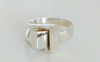 Vintage Chunky Sterling Silver & Modernist Design Ring Uk Size M/n