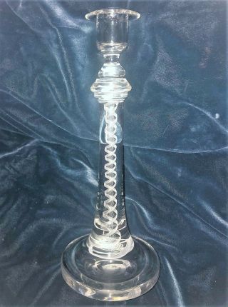 Antique Crystal Air Twist Candlestick Art Glass 12 1/2 " In.  England