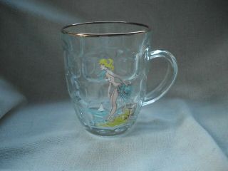 Vintage 1 Pint Dimple Glass Tankard Bathing Beauty Lady Bikini Saucy Blonde
