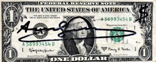 Andy Warhol Signed U.  S.  One Dollar Bill Vintage Hand Signed (pop Art)