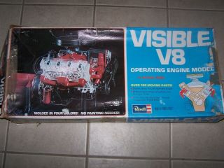 Vintage Antique Revell 1/4 Scale Visible V8 Operating Engine W/ Box Unbuilt