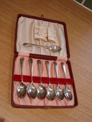Vintage Boxed Set Of Silver Plated A1 Teaspoons Vincents Frome Somerset