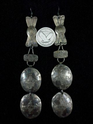 Antique Navajo Earrings - Sterling Silver Concho - Fred Harvey Era
