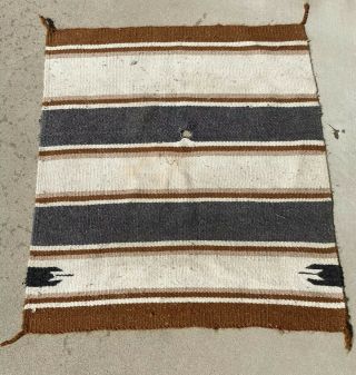 Antique Navajo Saddle Blanket Hand Woven Native American Wool Rug 32” X 28”