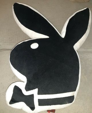 Rare Htf Mancave Decor Vtg Playboy Pillow Bunny Head Black And White 2003