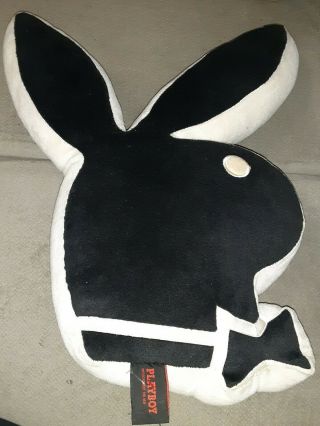 Rare htf mancave decor vtg Playboy Pillow Bunny Head Black and White 2003 2