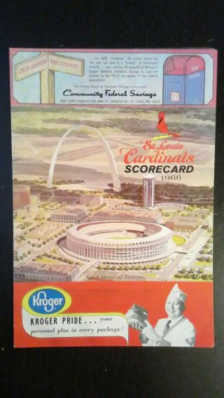 1966 St.  Louis Cardinals Scorecard Busch Stadium Ii - First Game May 12,  1966