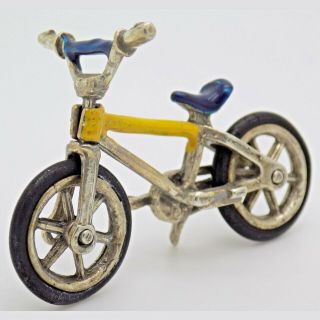 Vintage Solid Silver Italian Made Rare Child Bike Miniature Stamped Figurine
