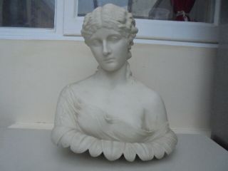 Antique Parian Ware Bust Of A Lady.  28cm Tall 25cm Wide.  Risque.