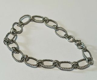 Vintage 925 Sterling Silver Fancy Open Link Bracelet 7 Inch Length
