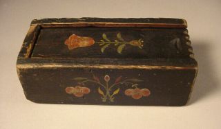 Jacob Weber (1772 - 1865) Pennsylvania Pine Paint Decorated Slide Lid Box Folk Art