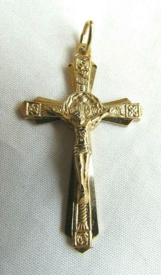Vintage Chapel Gold Over Sterling Silver Crucifix Cross Pendant