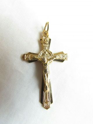 Vintage Chapel Gold Over Sterling Silver Crucifix Cross Pendant 2