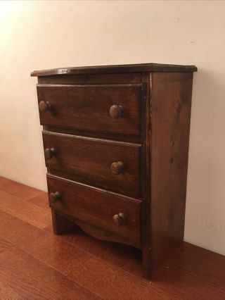Mini Vintage 3 Drawer Chest Of Drawers / Nightstand Solid Wood
