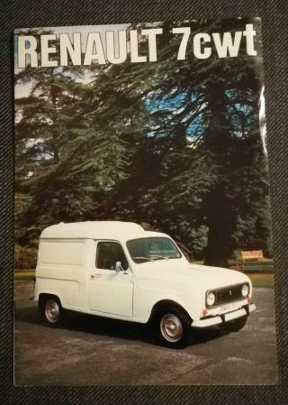 Renault 4 7cwt Van Sales Brochure,  Vintage 1975