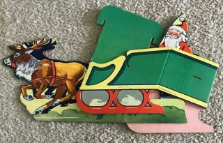 Vintage NOS Christmas Santa Sleigh Cardboard Store Display 13.  5 Inch Long 2