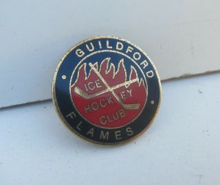 Vintage Guildford Flames Ice Hockey Enamel Pin Badge