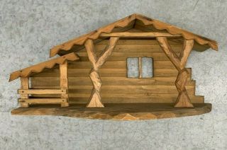 Vtg Handmade Wooden Christmas Nativity Manger Stable Antique Vintage Style