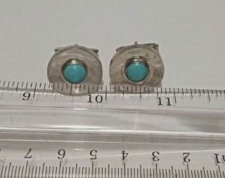 Rare Vintage Sterling Silver And Turquoise Cufflinks,  Taxco/eagle 3 Stamp