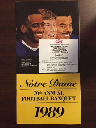 Notre Dame 1989 Football Banquet Program