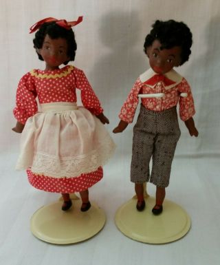 Antique Ethnic Black Americana Little Girl And Boy Dolls