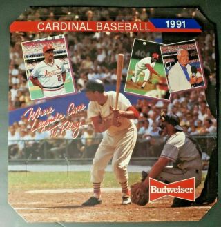 Vintage St Louis Cardinals 1991 Mlb Baseball Pocket Schedule Display - Budweiser