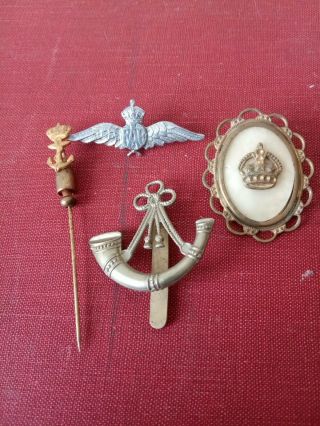4 Vintage Forces Badges/stickpin,  Naval,  Raf,  Army,  Sweetheart