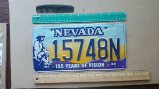 License Plate,  Nevada,  1864 - 1989,  125 Years Of Vision,  Prospector 15748 N
