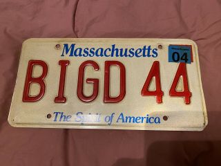 Massachusetts 2004 The Spirit Of America License Plate Vanity Plate Bigd44 Exp