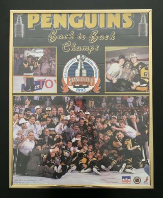 1992 Pittsburgh Penguins Back To Back Champs Framed Poster By Starline,  Inc.