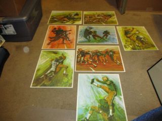 Set Of 8 1965 Green Bay Packers In Action Prints Mobil Oil