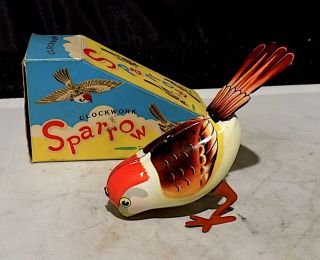 Vintage Tinplate Clockwork Pecking Sparrow Toy,  Ms 568,  China,  Exib.
