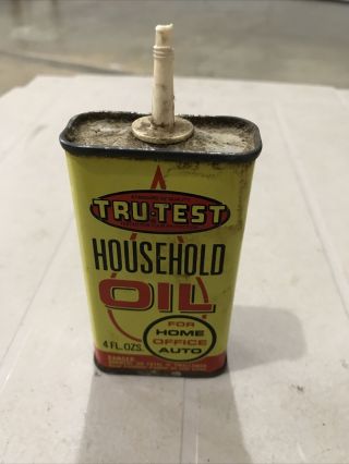 Vintage Empty Tin Oiler Can 4oz.  True Value Tru - Test Paint Household Oil