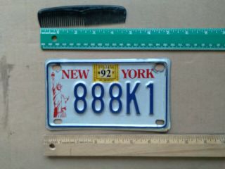 License Plate,  York,  1992,  Motorcycle,  Statue Of Liberty Triple 8: 888 K1