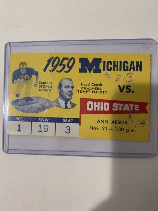 Vintage 1959 Ncaa Ohio State Buckeye Vs Michigan Wolverines Football Ticket Stub