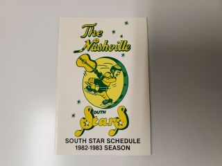 Rs20 Nashville South Stars 1982/83 Minor Hockey Pocket Schedule - Coors