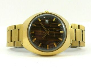 Ultra Rare Timex Q Gold plated Quartz Wristwatch with TIGER EYE Dial & Date 3