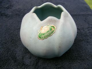 Vintage Rosemeade Grey Blue Tulip Vase With Label