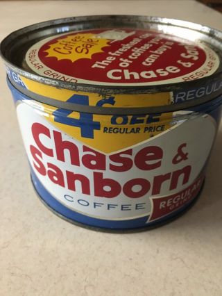 Vintage Chase & Sanborn Coffee Tin Can 1 Keywind Dome Lid Ny Colorful V
