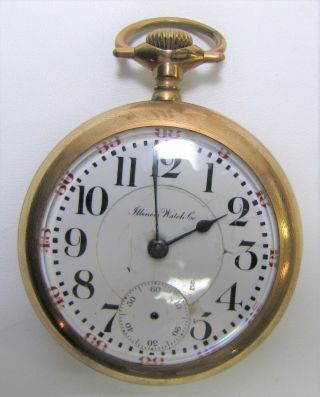 Antique Illinois Watch Co.  Springfield 17 Jewels Pocket Watch Hcp Engraved Case